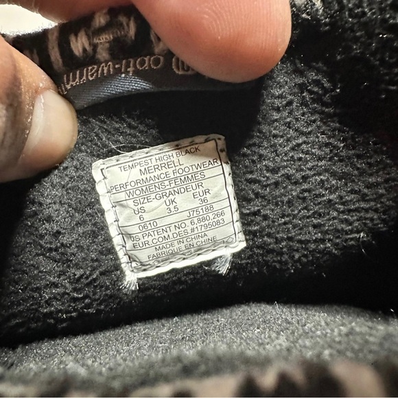 Merrell Boots Womens 6 TEMPEST High Black Suede Opti-Warm Winter Warm Boots - Picture 9 of 9